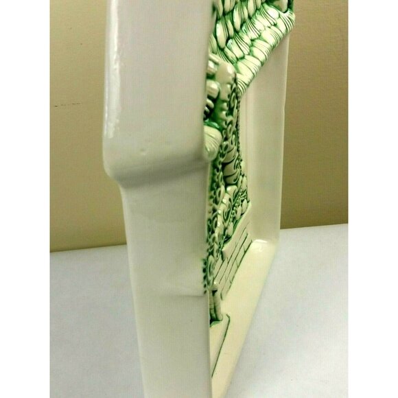 Vintage Christmas Pottery House Wall Decor Ceramic Decor Green Artist Signed - Picture 3 of 6